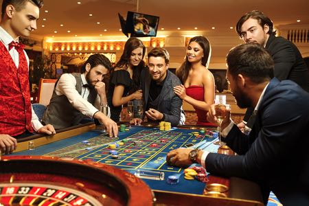 Happy casino gamblers